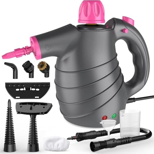 Limpiador a Vapor, Vaporeta Limpieza Hogar Potente con 10 Accesorios Multiusos 1050W 105℃ 450ML 3-3.5Bar 3Min Calentamiento, Steam Cleaner Vaporeta de Mano para Coche Colchon Sofa Azulejos