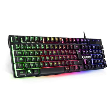 Empire Gaming - Teclado Gamer K300 QWERY Español - 105 Teclas Semi-Mecánicas - Retroiluminación LED RGB - 19 Teclas Anti-Ghosting - 12 Atajos Multimedia - Cable USB