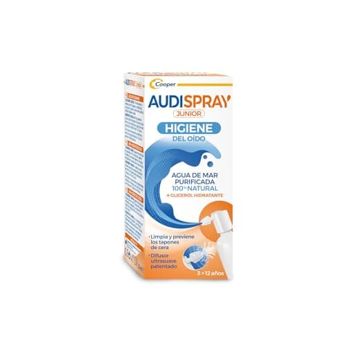 AUDISPRAY Junior para la higiene del oído de los niños, Limpia y previene la formación de cerumen, Protege el conducto auditivo, Con Agua de mar purificada y Glicerol hidratante, 25 ml