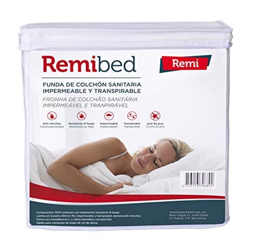Remibed | Funda de colchón Anti chinches | Cama 135 (135 x 190/200) | Oeko-Tex 100 | Cremallera compacta | Doble faldón de Seguridad | Membrana Smartex | Cubrecolchón