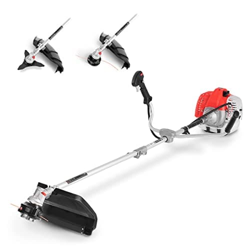 GREENCUT GGT650X-1 - Desbrozadora Gasolina 65cc 4,9cv, Motor 2 Tiempos, 1 Cabezal Hilo, 1 Disco Corte, Manillar de Agarre Doble y arnés de Seguridad