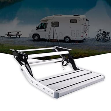 DALUOBO Pedal de Autocaravana Manual Plegable único Pasos con luz LED, Escalera, Pedal telescópico Antideslizante, para Autocaravana, Caravana