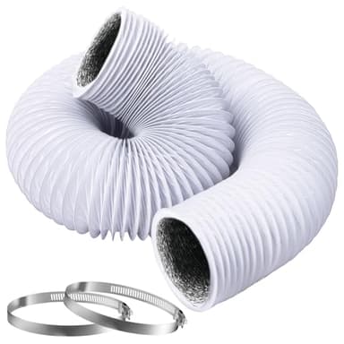 lomdung Tubo para Aire Acondicionado Portátil, 100 MM 3 M PVC Aluminio de la Manguera de Ventilación, con 2 Abrazaderas de Acero Inoxidable para Aire, para Aire Acondicionado, Extractor, Secadora