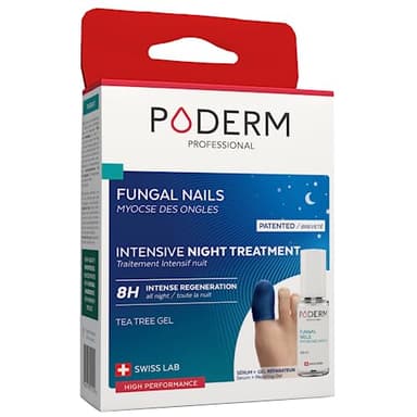 PODERM – HONGOS UÑAS PIES TRATAMIENTO PROFESIONAL DE NOCHE INTENSIVO 2 en 1 – Elimina la micosis | VEGANO | pies/manos | Fácil y rápido | Swiss Made