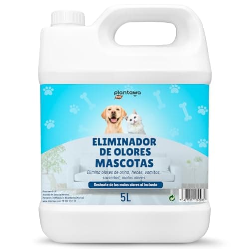 Eliminador de Olores Mascotas al Instante 5l. Neutralizador Enzimatico Olores Orina Heces Vómitos. Interior y Exterior. Patio Jardin. Anti olor orines Perros Gatos. Detergente enzimatico perros.
