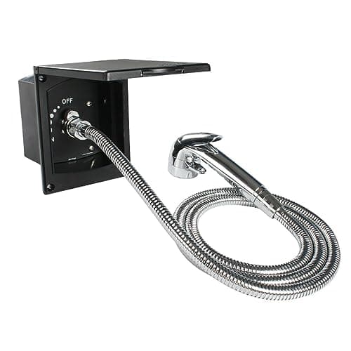Marvix - Toma de salida de agua externa y cabezal de ducha de gatillo para autocaravana, caravana, caja de caballos
