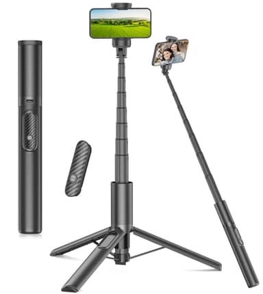 Gahenwo 153cm Palo Selfie Trípode Móvil, Todo En Uno Trípode del Teléfono con Mando a Distancia y 360 ° de Rotación De Soporte del Teléfono, Tripode para Movil Compatible con 4''-7'' iPhone/Android