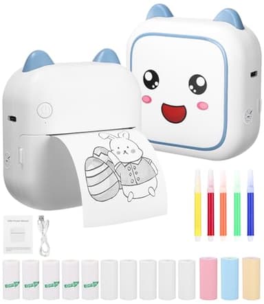 Impresora Fotográfica, Impresora Fotográfica Portátil con 13 Rollos de Papel, Impresora de Mini Bluetooth Movil para Estudiantes, Compatible con Android, Sistema iOS para Fotos, Nota, Lista
