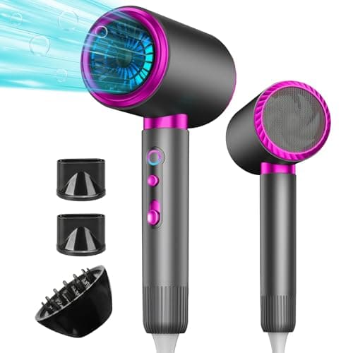 AIUNAOM 2400W Secador de Pelo Profesional, Secador Pelo Ionico Silenciosos con 1 Difusor y 2 Concentradores, 3 Ajustes de Velocidad para Uso en el Salón de Casa y de Viaje