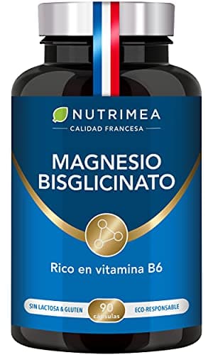 Nutrimea Bisglicinato de Magnesio y Vitamina B6 | Reduce Estrés Fatiga | Vegano Sin Gluten Sin Lactosa | Alta Absorción y Asimilación | Biodisponible | Cápsulas Vegetales