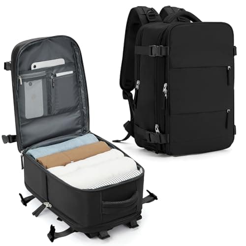 SZLX Mochila Viaje Cabina Avion 40x20x25 Mujer Ryanair Equipaje de Mano Easyjet Maletas de Viaje Cabina para Portatil 14 Pulgadas Impermeable Bolsa de Viaje Hombre para Trabajo,Escuelas,Negro