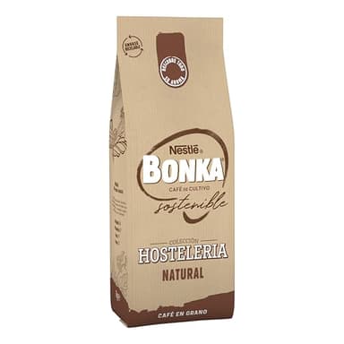 Bonka cafe en grano tostado natural para hostelería, Ideal para maquina de cafe Espresso - 1 paquete x 1 kg