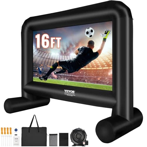 VEVOR Pantalla de Proyección Inflable Pantalla de Cine al Aire Libre 16:9 de 16 Pies con Lienzo de Ventilador 287x163 cm Proyección Trasera Delantera Montaje Estable para Fiesta, Camping al Aire Libre