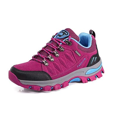 WOWEI Zapatos de Senderismo Mujer Al Aire Libre Antideslizantes Escalada Trekking Sneakers Zapatos de Montaña,98018 Rosa Roja,38 EU