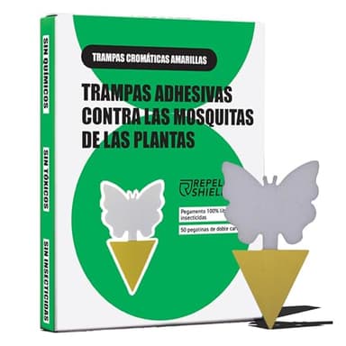 RepellShield 50 Trampas Cromaticas Amarillas de Doble Cara - Trampa Atrapa Moscas Adhesivo - Trampa Moscas de la Fruta y Plantas sin Insecticida - Fly Trap para Sustrato, Pulgón, Mosca Blanca