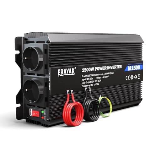 ERAYAK Inversor 12v 230v 1500W/3000W Convertidor de Corriente Conversor 12v a 220v Transformador con Control Remoto para Coche Camion (Onda Modificada)