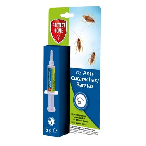 PROTECT HOME Gel Anticucarachas de acción inmediata con jeringuilla 5g. Elimina Todo Tipo de cucarachas. para Uso doméstico, ultrarresistente.