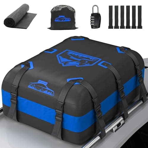 Rymopuey Cofre de Techo 20Cubos/566L, Cofre de Techo para Coche 700D Impermeable, Cofre de Techo con Almohadillas Antideslizantes y 10 Correas de Sujeción, Pto para Coches con/sin Portaequipajes