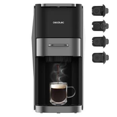 Cecotec Cafetera Cápsulas Express Compacta FreeStyle Compact Dark. 1200W, Bomba de 20 Bares, Compatible con Dolce Gusto, Nespresso, ESE Pod y Senseo, Depósito 700ml, Diseño Elegante
