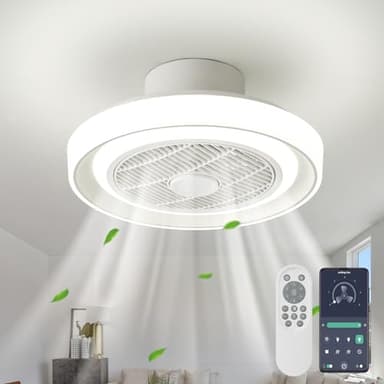 LMiSQ Reversible Ventilador de Techo Con Luz Silencioso 40CM 30W Lampara Ventilador Techo 6 Velocidades LED Regulable Ventiladores de Techo Con Luz y Mando&APP Adecuado Para 8-13㎡Cocina,Dormitorio