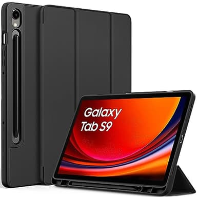 EasyAcc Funda Compatible con Samsung Galaxy Tab S9 FE/S9 2023 11 Pulgadas, Función de Soporte, con Función de Encendido y Apagado Automático, SM-X710 (Wi-Fi)/SM-X716B (5G Global)/SM-X718U, Negro