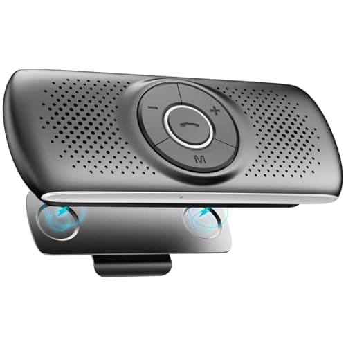 AGPTEK Manos Libres para Coche Bluetooth 5.0 con Siri, Google Asistente, Kit de Coche Altavoz Inalámbrico con Ranura de Tarjeta TF, Soporta Conexión de 2 Teléfonos Simultáneamente, Negro