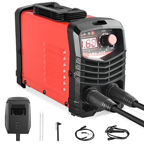 Aomdom soldador inverter profesional 220V MMA,225A Pantalla digital ARC IGBT Soldadora con inversor LCD para soldador electrodo soldadura Soldadora portátil(Rojo)