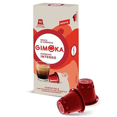 Gimoka Mezcla de Café Espresso Intenso, intensidad 12/13-100 Cápsulas - Compatibles con Máquinas de Café Nespresso* para uso doméstico - Producido en Italia - 10 paquetes de 10