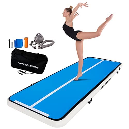 AirTrack Nordic Home 5 m edición especial multicolor con bomba de aire, colchoneta inflable, para gimnasia, yoga, duradera y fácil de transportar, colchoneta deportiva Air Track (azul)