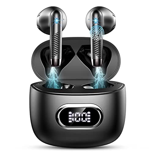 Auriculares Inalámbricos, Auriculares Bluetooth 5.3 con HD Mic, HiFi Estéreo Cascos Inalambricos Bluetooth, IP7 Impermeable 42H Cancelación de Ruido In-Ear Auriculares, Control Táctil/LED/Carga USB-C