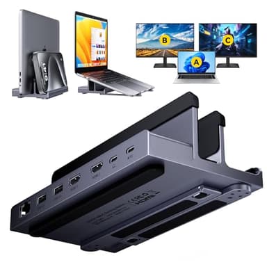 Laptop Docking Station Stand Dual 4K Monitor, QUUGE Dual HDMI Docking Station pour ordinateur Portable, 2 HDMI (Single 4K@120Hz), 2 USB3.0 Ports, 100W PD, RJ45 Ethernet, Gestion de Bureau USB C Dock.