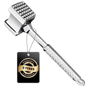 Gourmet Easy Martillo Carne de acero Inoxidable Apto para el lavavajillas - Ablandador de Carne de Doble Cara Ideal para chuletas, chuletas, filetes - Mazo para Carne con 5 años de garantía.