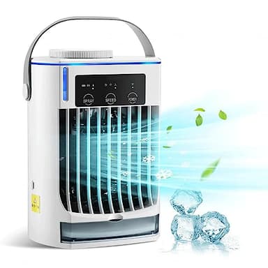 Aire Acondicionado MóVil Silencioso - 4 en 1 Aire Acondicionado PortáTil Sin Tubo Exterior , Ventilador De Acondicionado bajo consumo , 3 modo niebla y 3 velocidades para el hogar, dormitorio, oficina