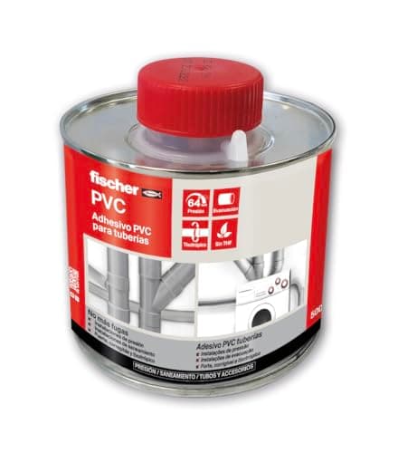 fischer – Adhesivo PVC (lata 500 ml) incoloro, instalaciones profesionales, tuberías de PVC rígido para saneamiento, sistemas de riego, abastecimiento de aguas y líquidos, fácil aplicación