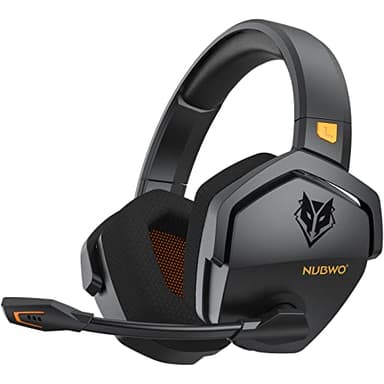 NUBWO G06 Cascos Gaming Inalámbricos con Drivers de 50 mm para PC/Ps5/Ps4/NS/Mobile,Auriculares Gaming Inalámbricos con 2.4 GHz+Bluetooth 5.3 Modo Dual,7.1 Sonido Envolvente,Duración 100Hr+ - Naranja