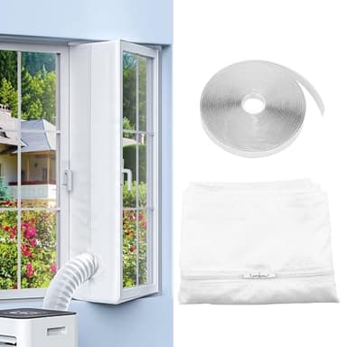 Sello De Ventana Universal De 300 Cm, Kit Ventana Aire Acondicionado, Kit De Ventana Portátil Para Aire Acondicionado y Secadora De Muebles, Cremallera Doble, Fácil De Mont