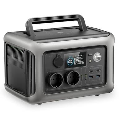 ALLPOWERS Estación de alimentación portátil R600, batería LiFePO4 de 299Wh con 2 pilas de 600W, generador solar de salida CA, 0-100% de carga rápida en 1 hora para camping, autocaravana, emergencia