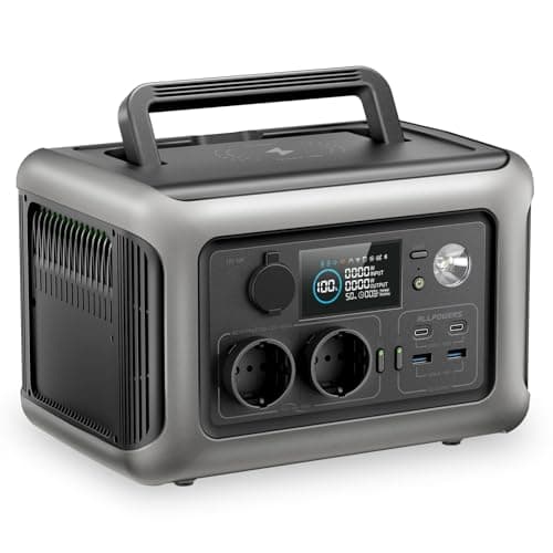 ALLPOWERS Estación de alimentación portátil R600, batería LiFePO4 de 299Wh con 2 pilas de 600W, generador solar de salida CA, 0-100% de carga rápida en 1 hora para camping, autocaravana, emergencia