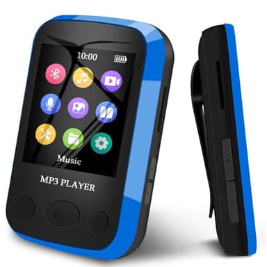 Reproductor MP3 Bluetooth 5.0, reproductor de música deportiva, reproductor MP3 de 32 GB con pantalla TFT de 1,7 pulgadas, soporta hasta 128 GB TF/tarjeta Micro SD, eBook, grabación de voz, incluye