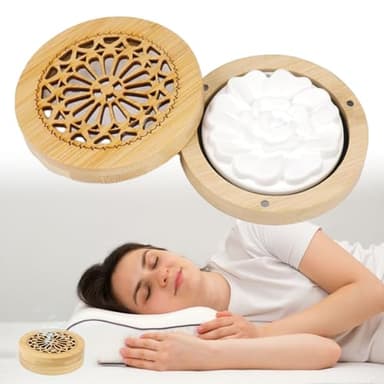 Piedra Aromática para Aceites Esenciales, Difusor Aceites Esenciales Sin Agua, Difusor de Aceites Esenciales Aire Aromático Piedra con Caja de Incienso de Madera, para Aromaterapia y Decoración