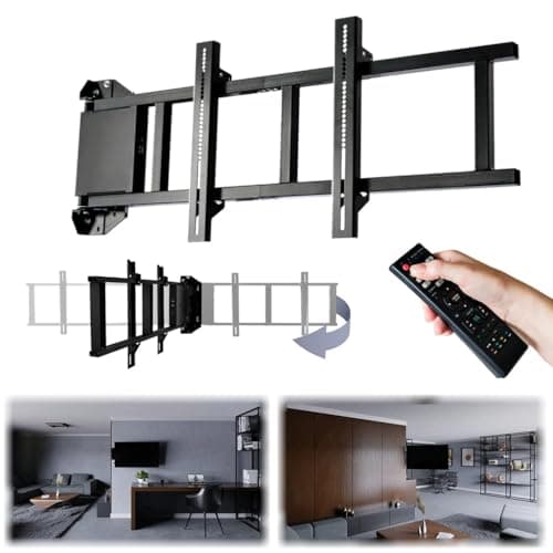SABAJ Soporte TV Motorizado de Pared, Giratorio 180° e Inclinable con Mando a Distancia, VESA 100x100-660x670, para Pantallas de hasta 75 Pulgadas y 40kg, Compatible con LED, LCD, OLED, QLED, Plasma