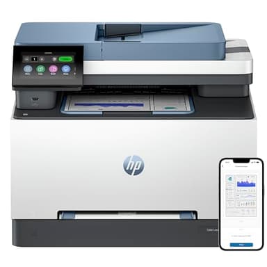 HP Color LaserJet Pro 3302fdw 499Q8F, Impresora Laser A4 Multifunción doble cara automática, Escaner, Copiadora, Fax (25ppm, Wi-Fi Direct, Procesador 1,2GHz, Memoria 512MB, HP Smart App) Blanca y Azul