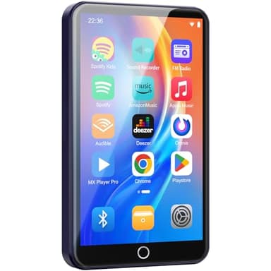 Reproductor MP3 de 80 GB con WiFi Bluetooth, pantalla táctil IPS de 4 pulgadas, reproductor de música para niños, reproductor MP4 Android con Spotify, Audible, Amazon Music, Deezer, Play Store