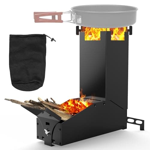 Denmay Horno de cohetes portátil con bolsa de transporte, compacto y eficiente gracias a la tecnología ConvectionAirflow, ideal para cocinar, acampar, caza, pesca, picnic y barbacoa. Estufa de camping
