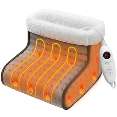 Calentador de Pies Eléctrico para Hombres y Mujeres, Almohadilla Térmica Rápida para Pies con 6 Ajustes de Calor, Apagado Automático y Calentador de Pies Lavable a Máquina