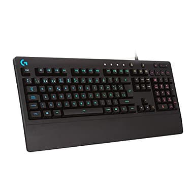 Logitech G213 Prodigy Teclado Gaming con Reposamuñecas, RGB LIGHTSYNC, Teclas Retroiluminadas y Personalizables, Resistente a Salpicaduras, Controles Multimedia Dedicados, Disposición QWERTY ES