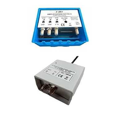 Vsnetwork Kit Amplificador Antena TV de Poste 40dB + Fuente de Alimentación 12V 100mA Filtro Lte/5G Ajustable