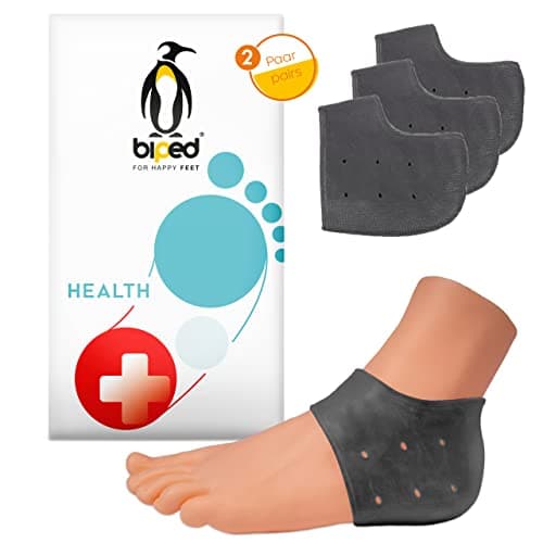 biped HEALTH 2 pares de taloneras de gel para el dolor de pies - taloneras de silicona para piel agrietada, espolones calcáneos y dolor del tendón de Aquiles z2800 (negro)