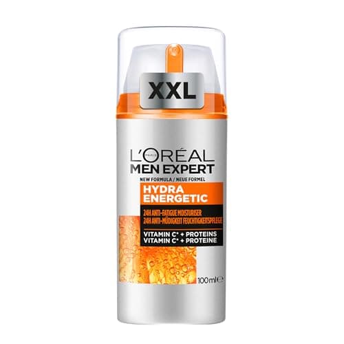 L'Oréal Men Expert Crema Hidratante Anti-Fatiga 24h Hydra Energetic para Hombres, Crema Facial de Uso Diario, Aporta Energía, Formato 100 ml