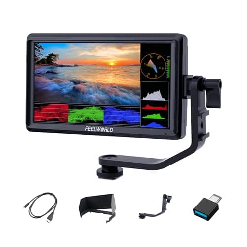 FEELWORLD FW568 V2 DSLR de 5.5 Pulgadas en cámara Monitor de Campo Pequeño Full HD 1920x1152 IPS 3D LUT Forma de Onda Ilustración Vectorial con 4K HDMI 8.4V DC Salida de Entrada
